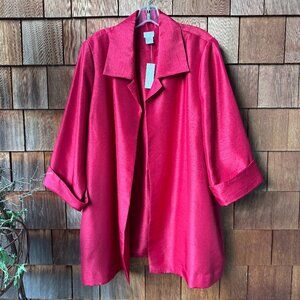 NWT Chicos Cherry Red Shimmer A-Line Silhouette Jacket - Womens 16-18/Chico's 3